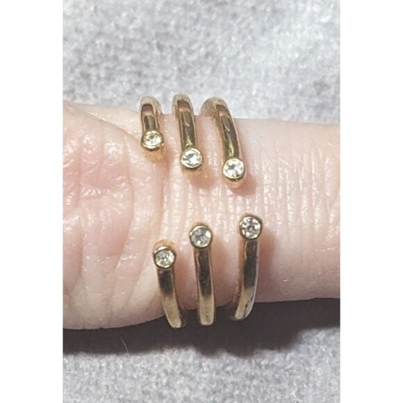 Baublebar Glam Gold Tone Tripe Layer Cage Ring With Clear Stones Size 7 - Picture 4 of 12